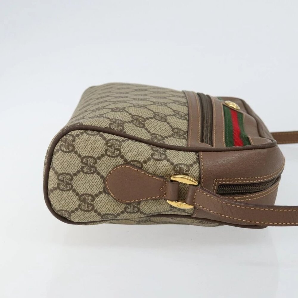 GUCCI GG Supreme Web Sherry Line Shoulder Bag PVC Beige Gold Red Auth bs29489 - Picture 6 of 16